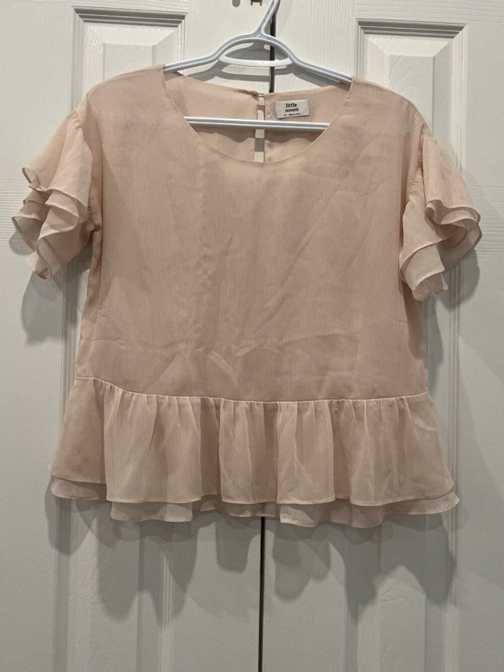 Little Moon Blush Pink Ruffle Top Size XS